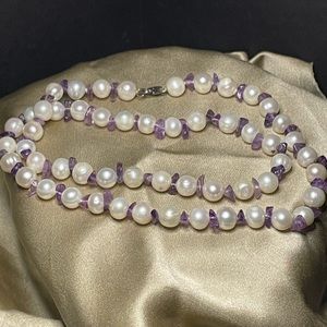 Vintage Freshwater pearl and amethyst necklace